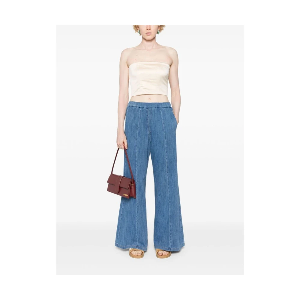 Forte Beige Satin Strapless Cropped Top Beige Dames