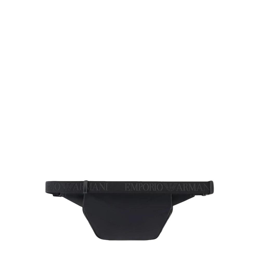 Emporio Armani Zwarte Nylon Tas met Leren Details Black Heren