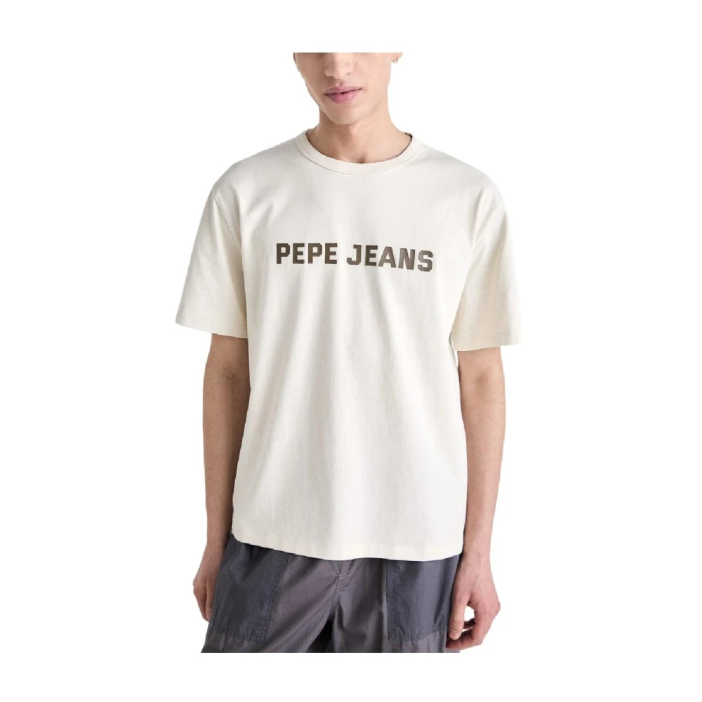Pepe Jeans Men's Beige Short Sleeve T-Shirt Sutton - T-Shirts - Xl - Tops
