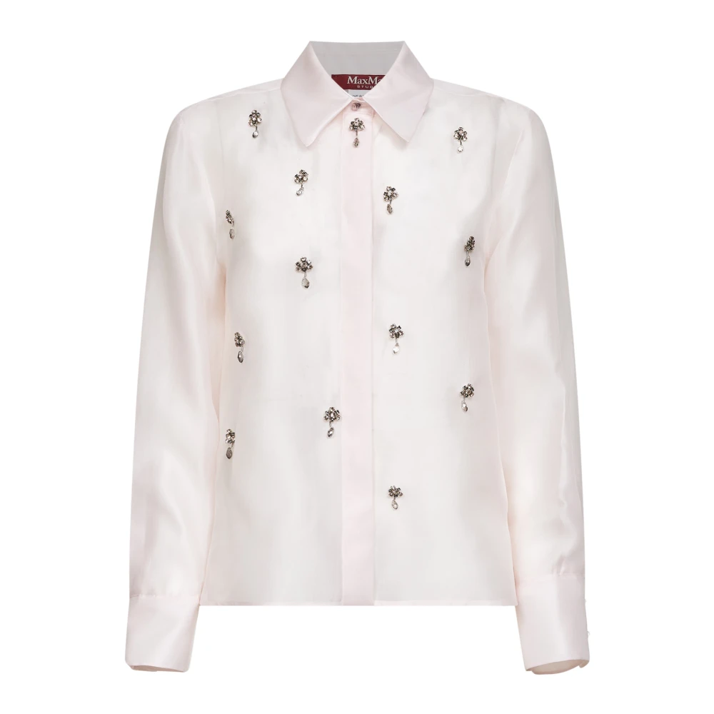 Max Mara Studio Women's Pink Agi Silk Organza Shirt - Shirts - L - Blouses & Shirts