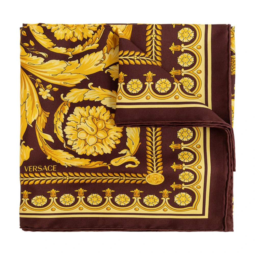 Versace Brown Barocco Large Silk Foulard - Male - Silk Scarves - One Size - Accessories