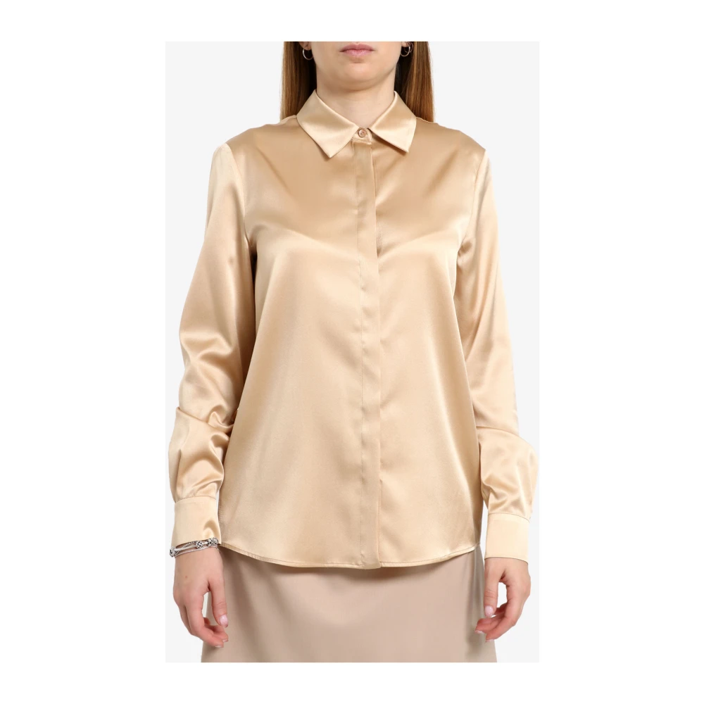Pennyblack Zijden Satijnen Bruine Blouse Stretch Kraag Brown Dames