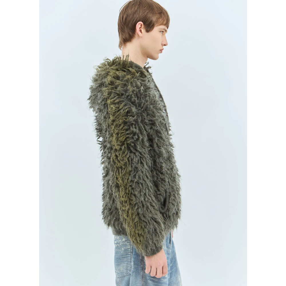 Diesel Hoodie jack in shaggy knit Gray Heren
