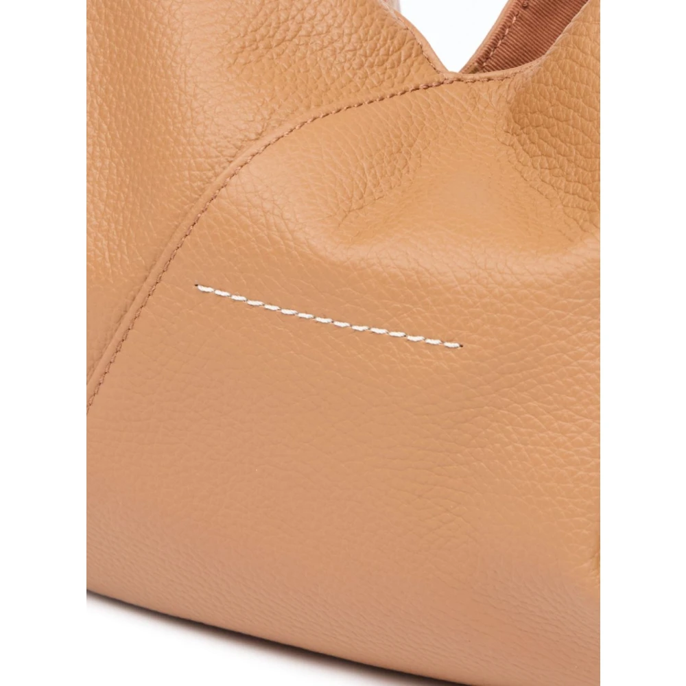 MM6 Maison Margiela Gestructureerde Leren Draperie Handtas Beige Dames