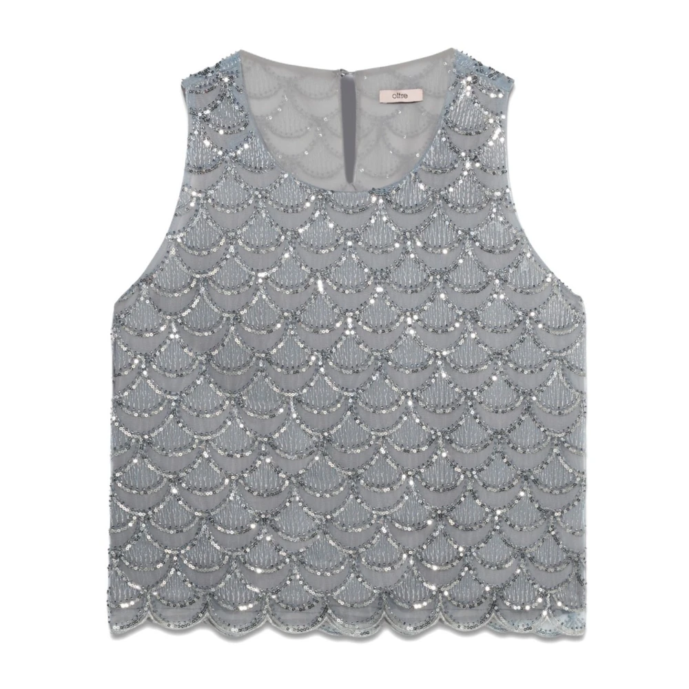 Oltre Top van tule en pailletten Gray Dames
