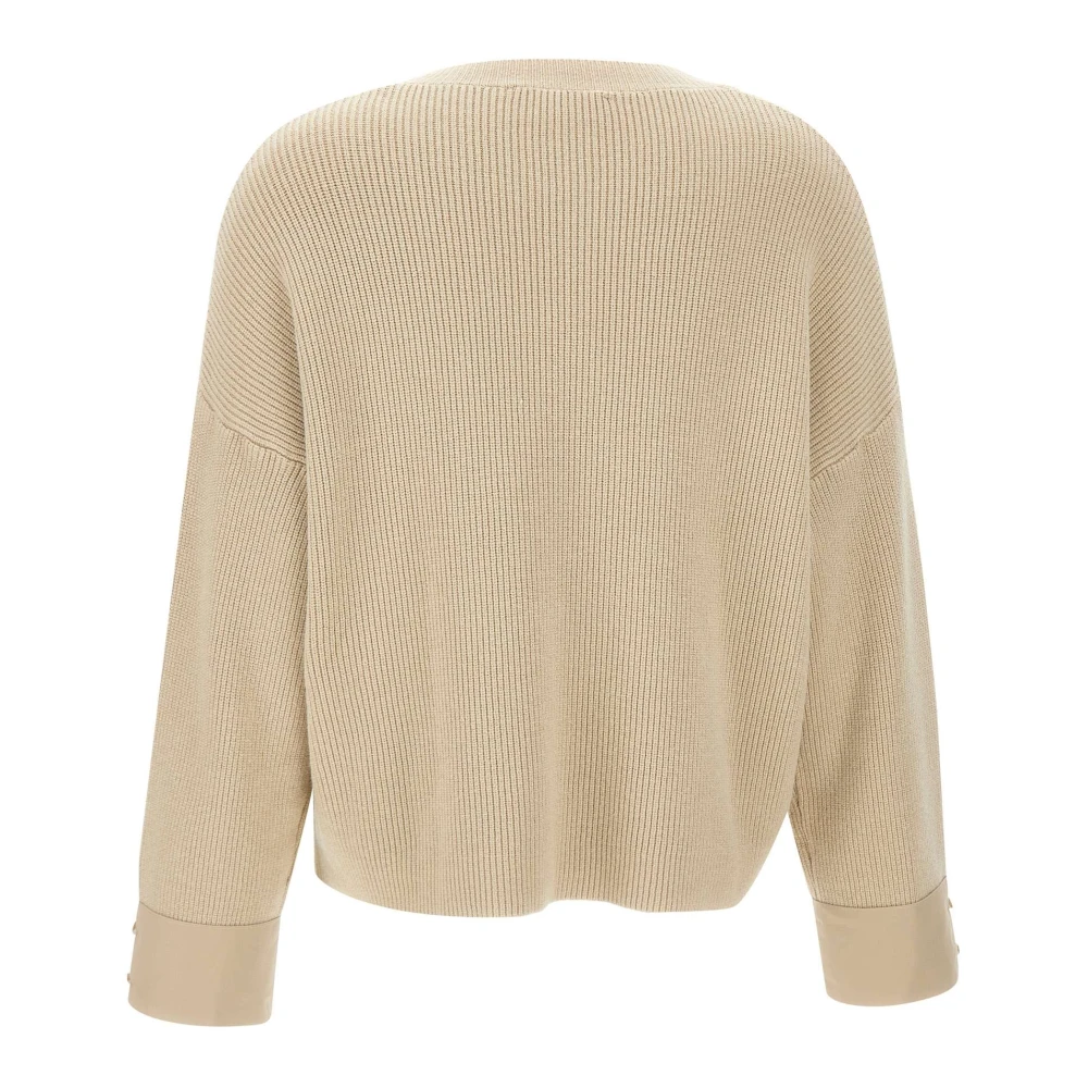 Kaos Angora Blend Trui Met Ronde Hals Beige Dames