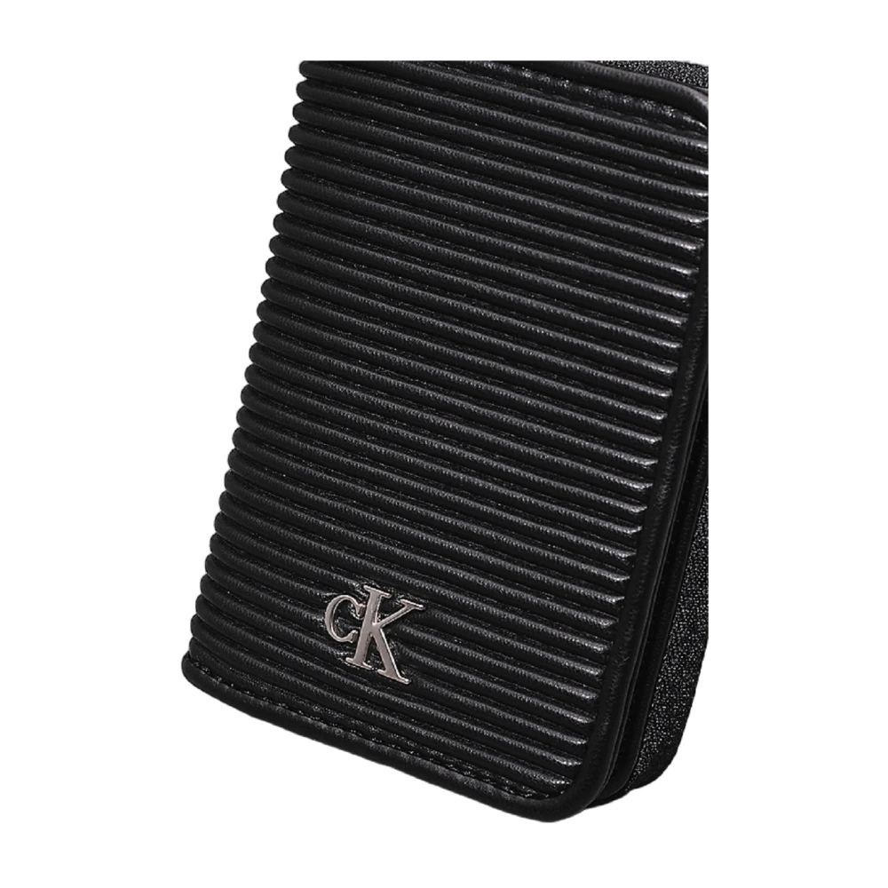 Calvin Klein Zwarte Geribbelde Eco-Leren Portemonnee Black Dames