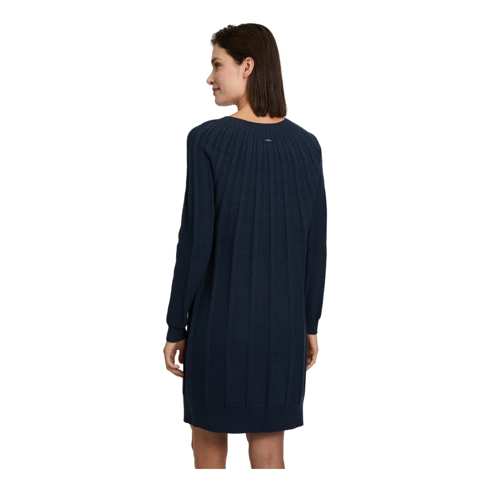 Betty & Co Gebreide jurk met ronde halslijn Blue Dames
