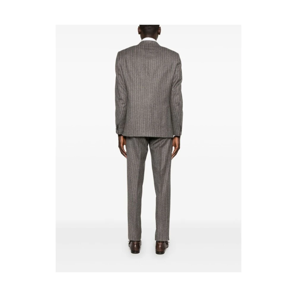 Caruso Pinstripe Herringbone Blazer en Broek Set Gray Heren
