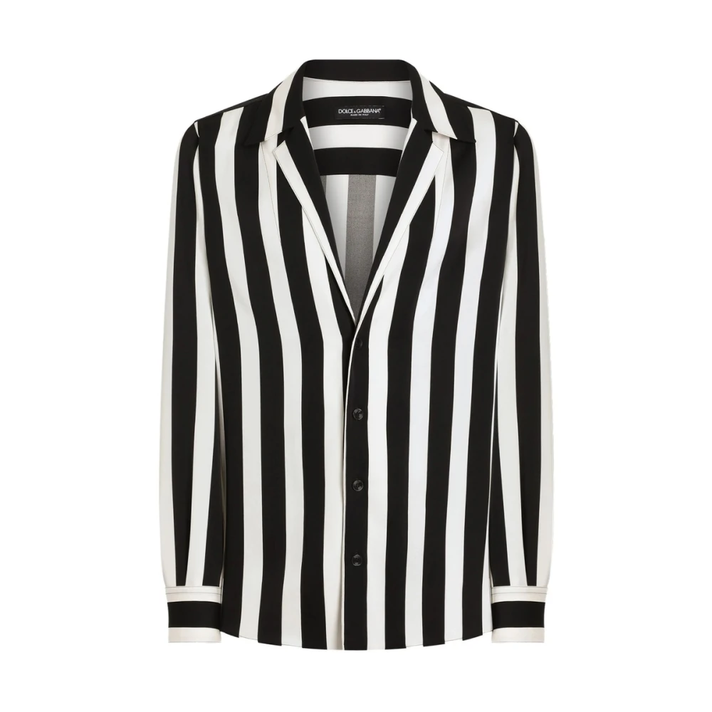 Dolce & Gabbana Zwarte Geknoopte Revers Shirt Black Heren
