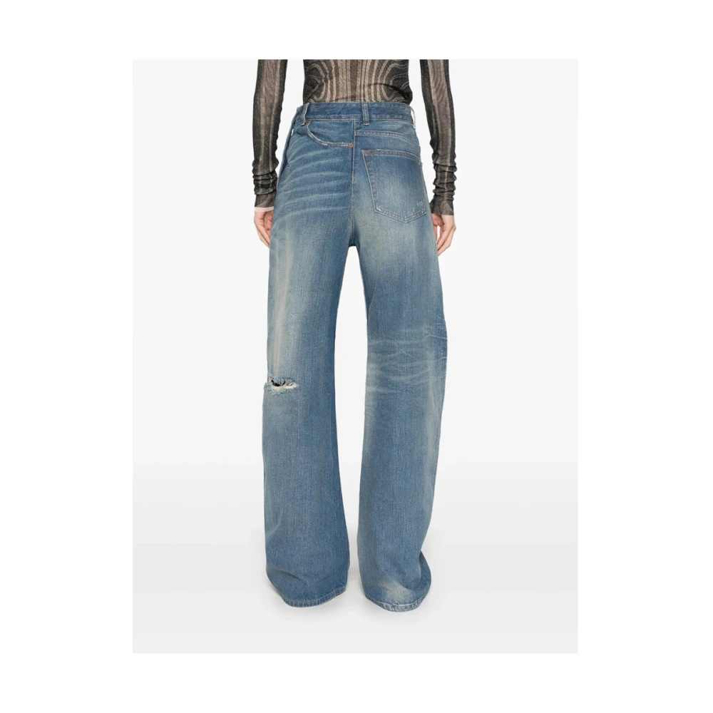 MM6 Maison Margiela Indigo Blauwe Jeans Met Zijknopen Blue Dames