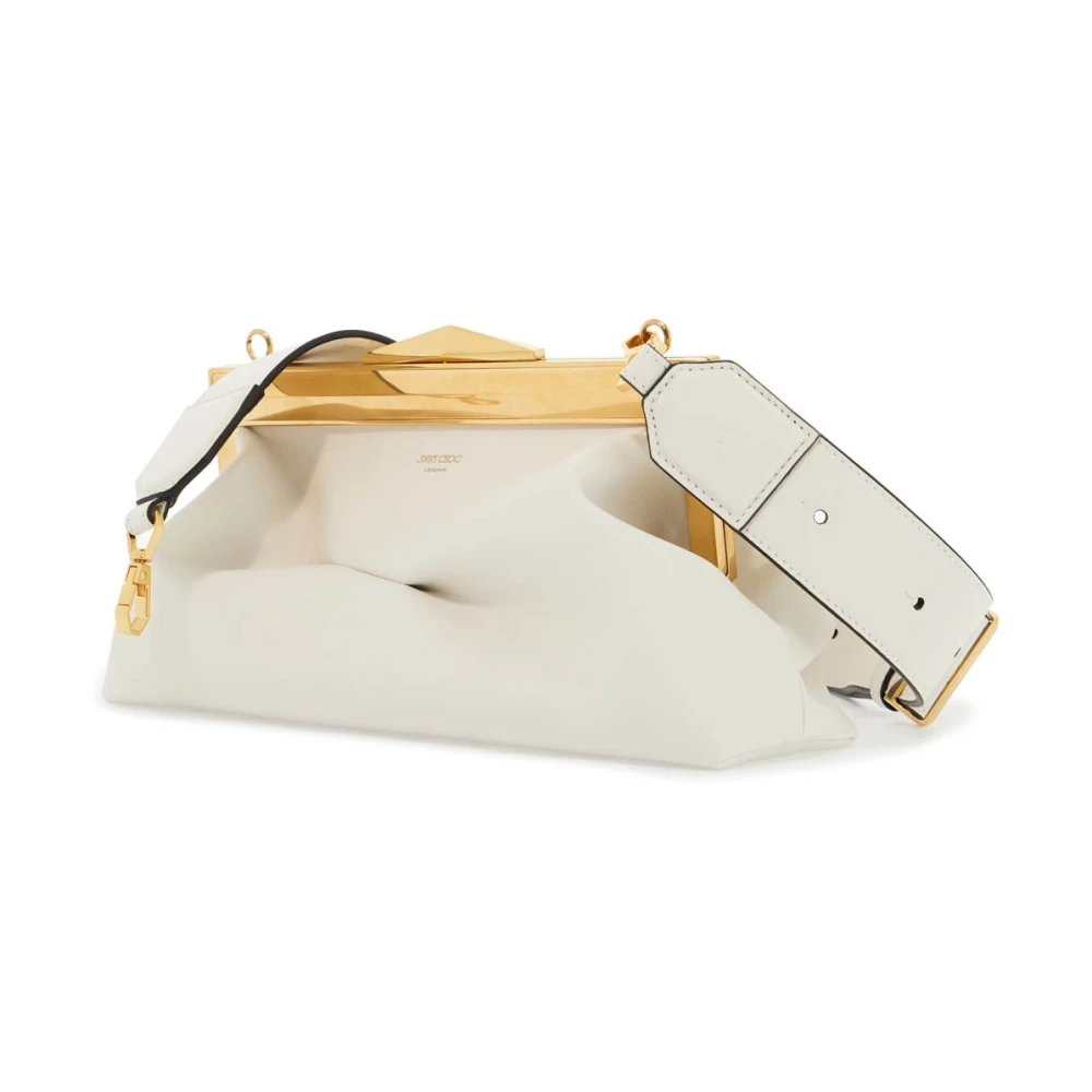 Jimmy Choo Diamanten frame leren clutch White Dames