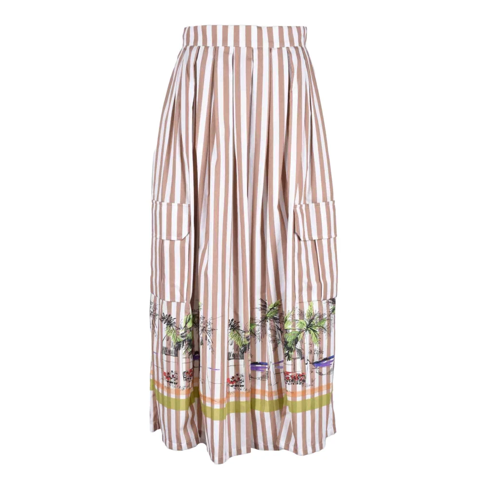 Erika Cavallini Katoenen Midi Rok Brown Dames