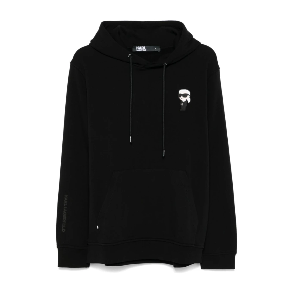 Karl Lagerfeld Zwarte Hoodie Logo Patch Fleece Black Heren