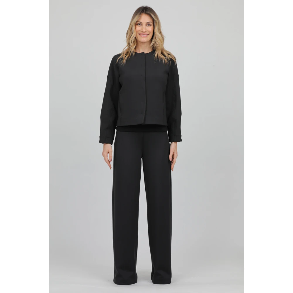 Max Mara Zachte Neopreen Boxy Jas Black Dames