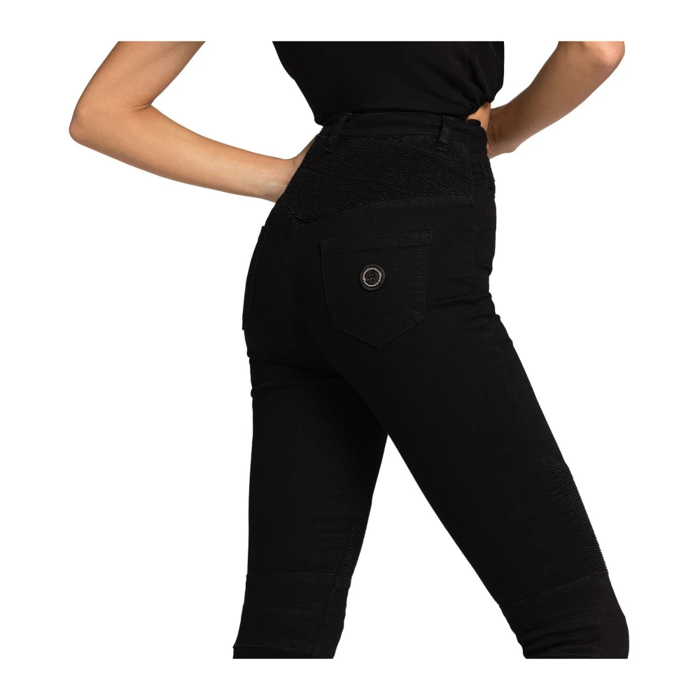 Roberto Cavalli Monogram Skinny Jeans Hoge Taille Black Dames