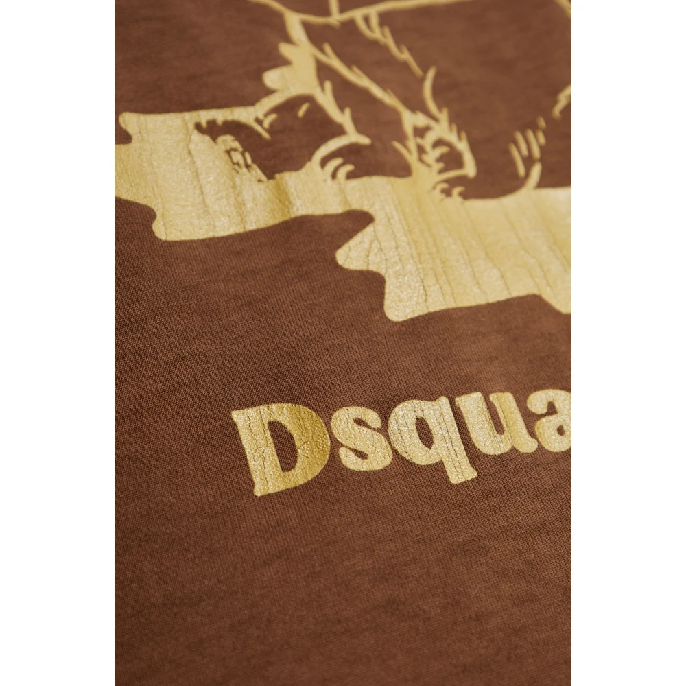 Dsquared2 T-shirt met logo Brown Dames