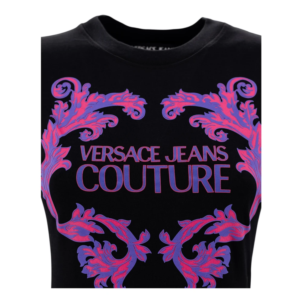 Versace Jeans Couture Zwarte T-shirts en Polos met Logo Print Black Dames