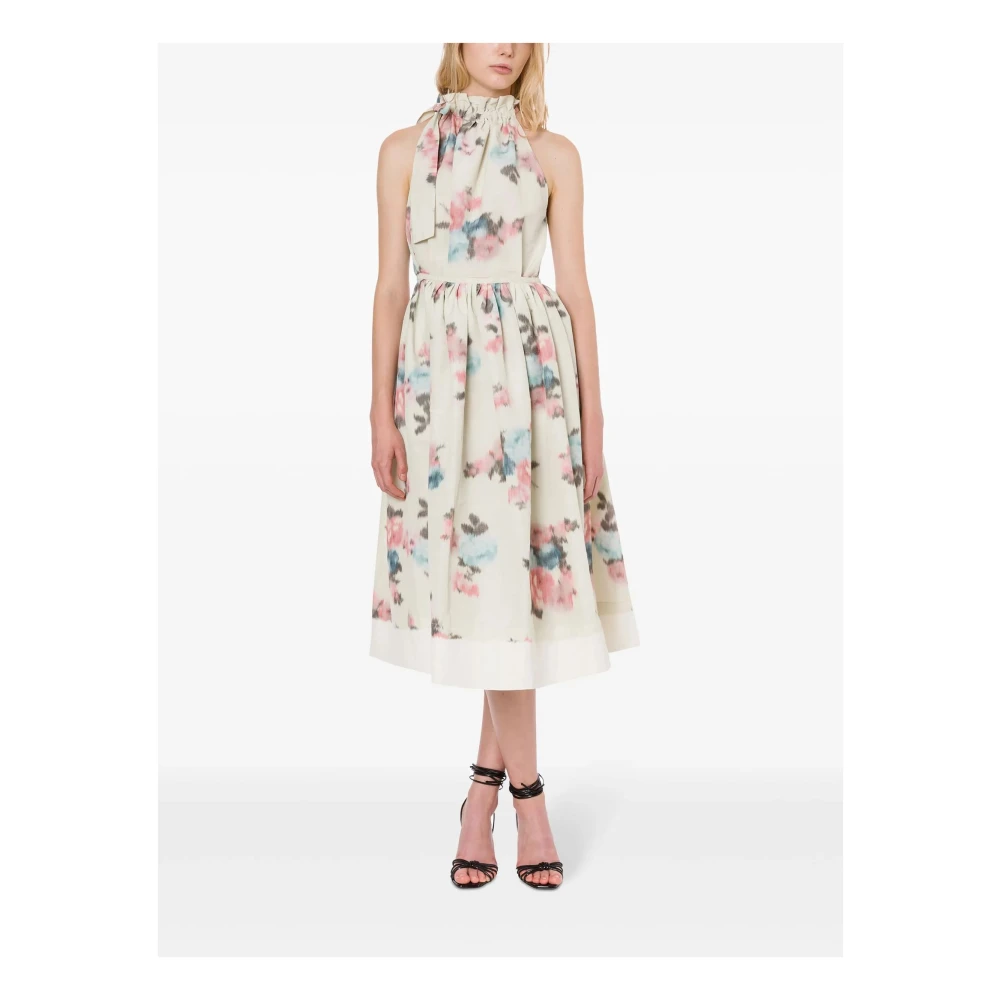 Philosophy di Lorenzo Serafini Bloemen Halternek Jurk in Beige Multicolor Dames