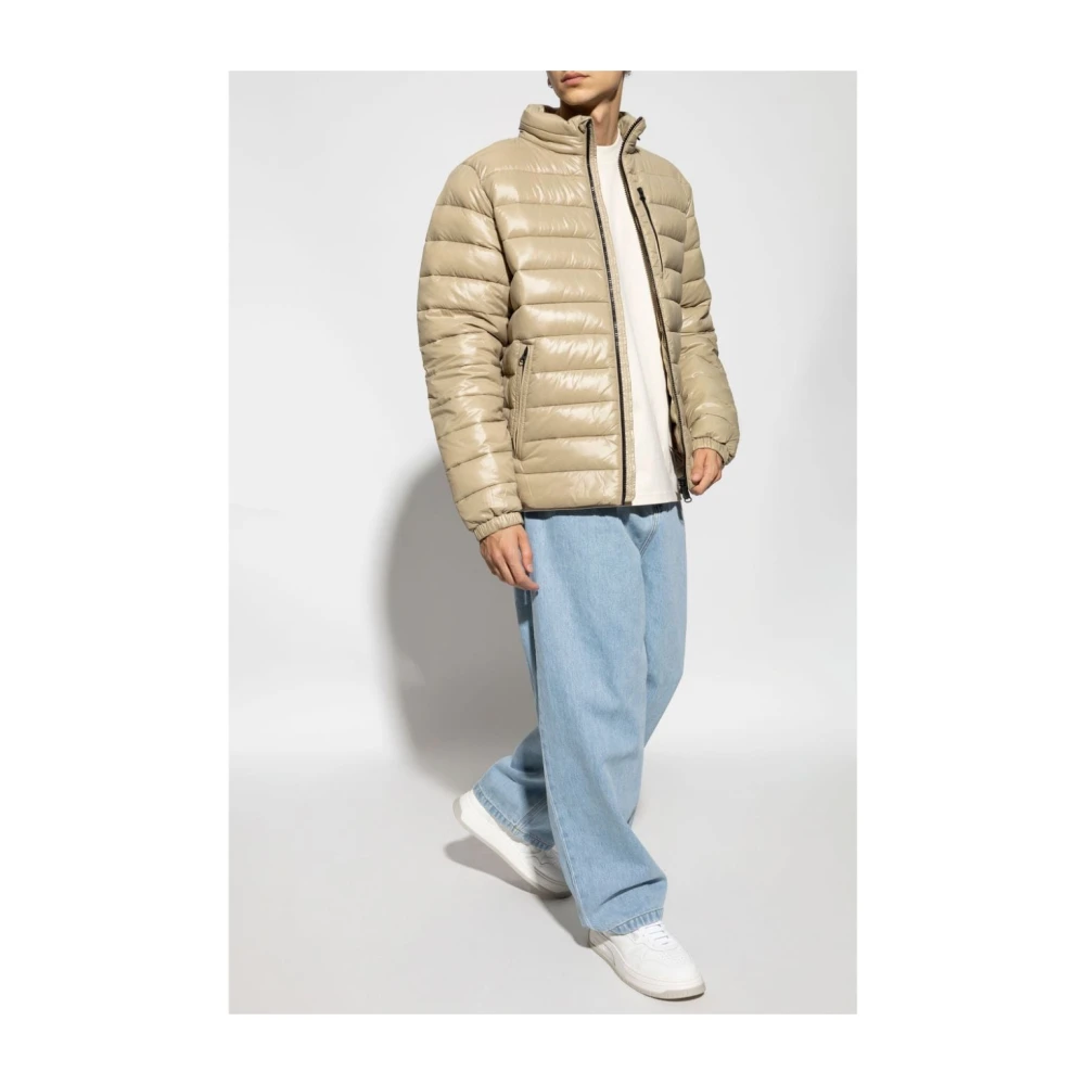 Save The Duck Gewatteerde Jas Hoge Hals Rits Beige Heren