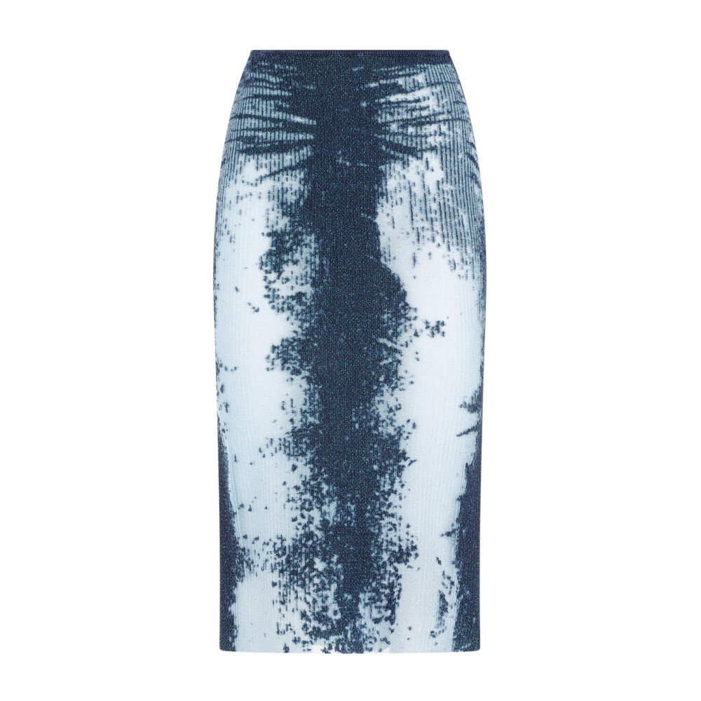 Blue Metallic Knit Midi Skirt Diesel Midi Skirts Miinto