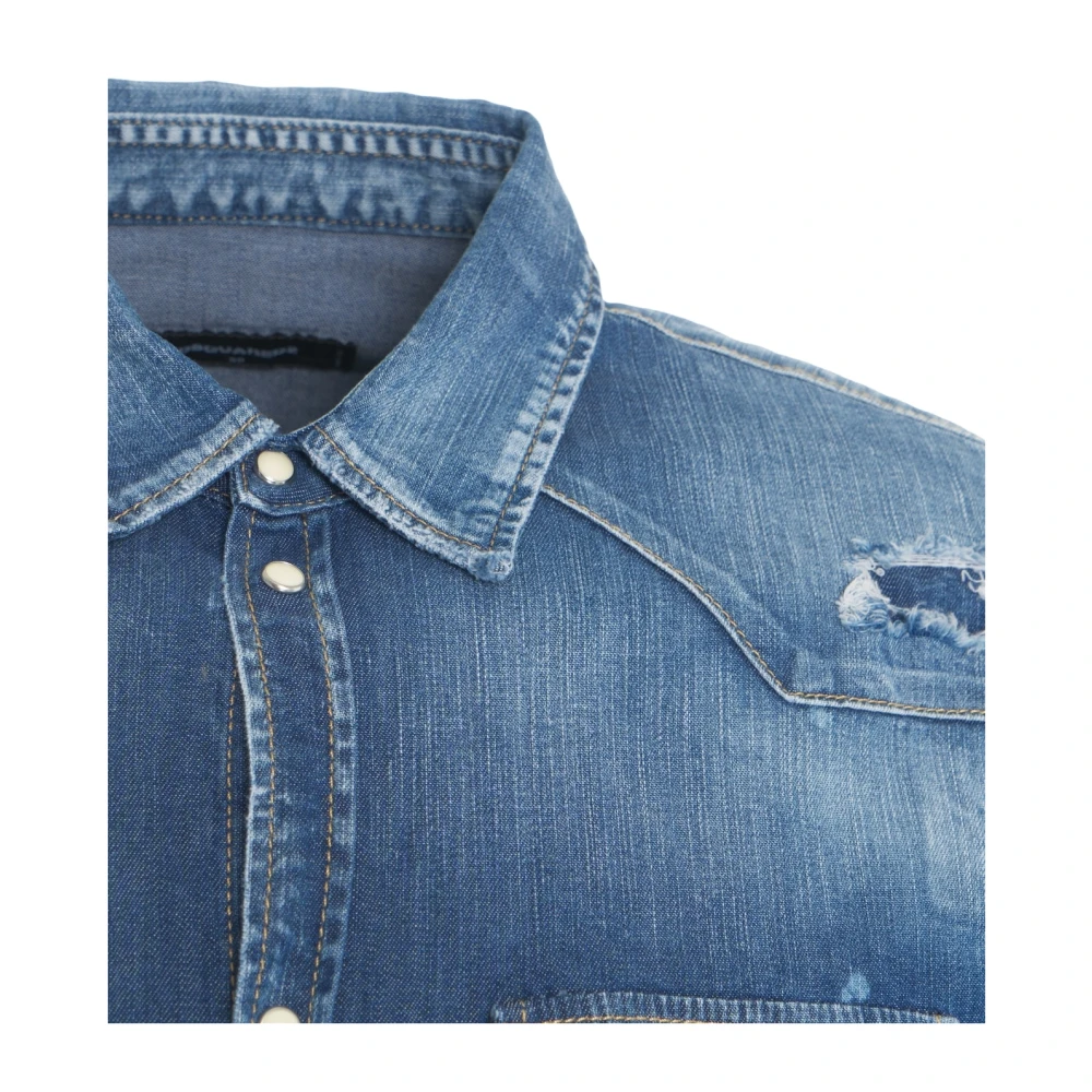 Dsquared2 Blauwe Denim Relax Dan Overhemd Blue Heren