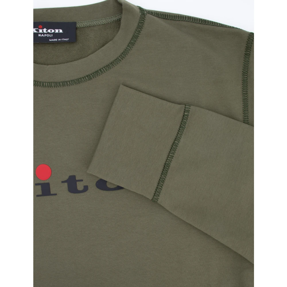 Kiton Katoenen Sweatshirt met Logo Print Green Heren