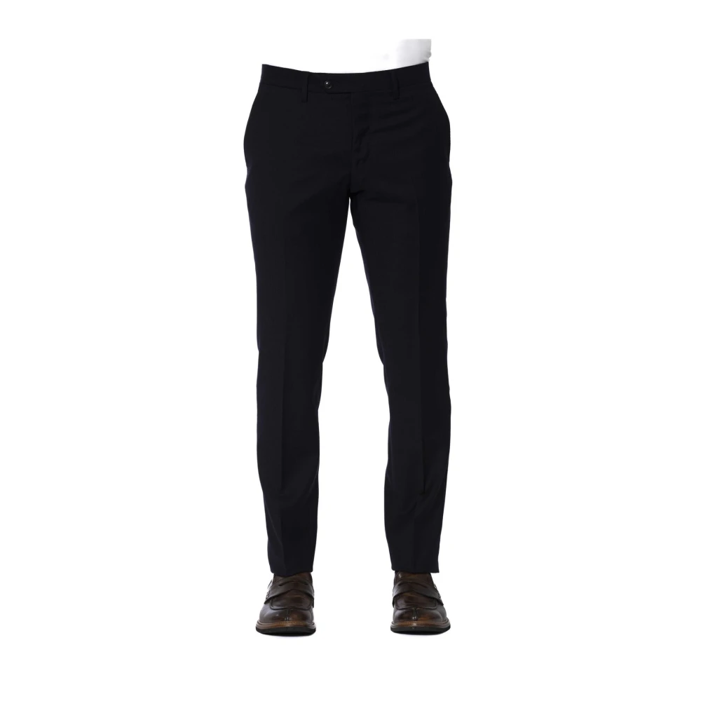 Trussardi Stijlvolle Broek met Knoop en Rits Blue Heren