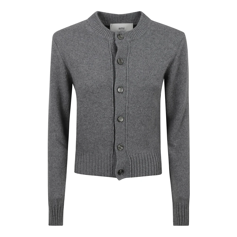 Ami Paris Grijze Tonal Cardigan Sweater Gray Dames