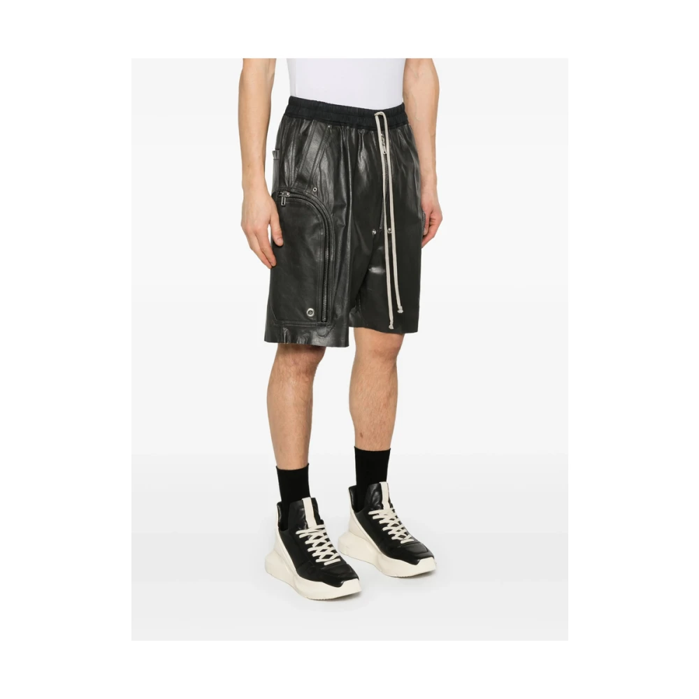 Rick Owens Zwarte Trekkoord Taille Zakken Shorts Black Heren