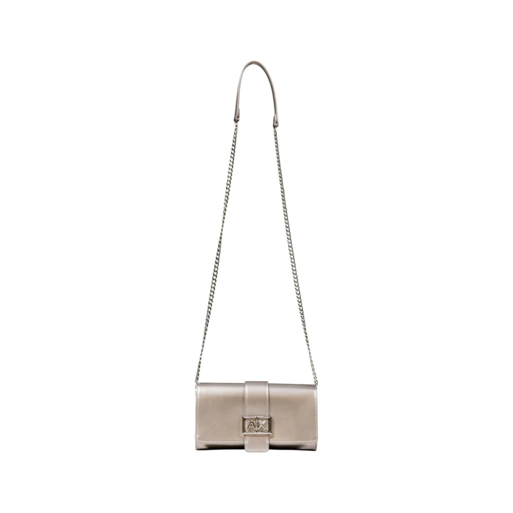 Armani Exchange Women's Gray Stylish Button Shoulder Bag With Pocket
