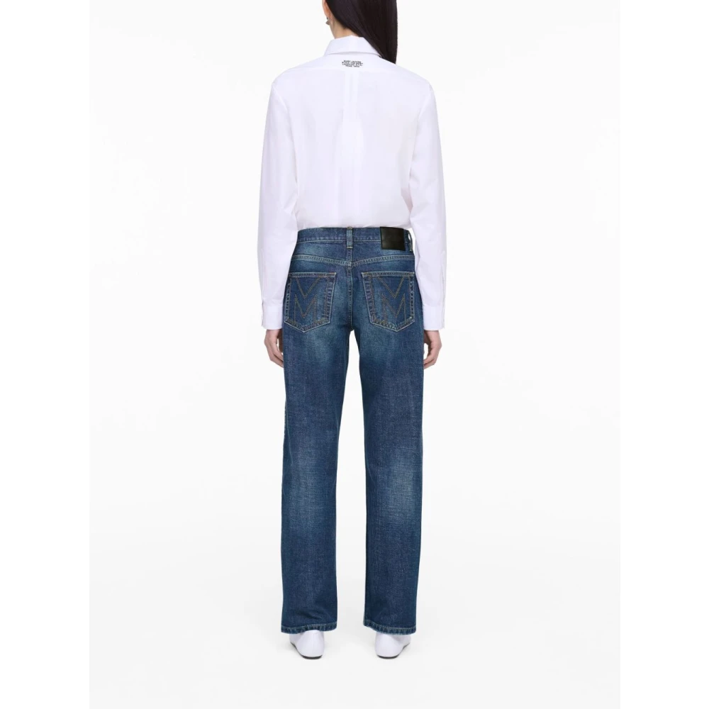 Marc Jacobs Indigo Denim Straight-Fit Jeans met Borduurwerk Blue Dames