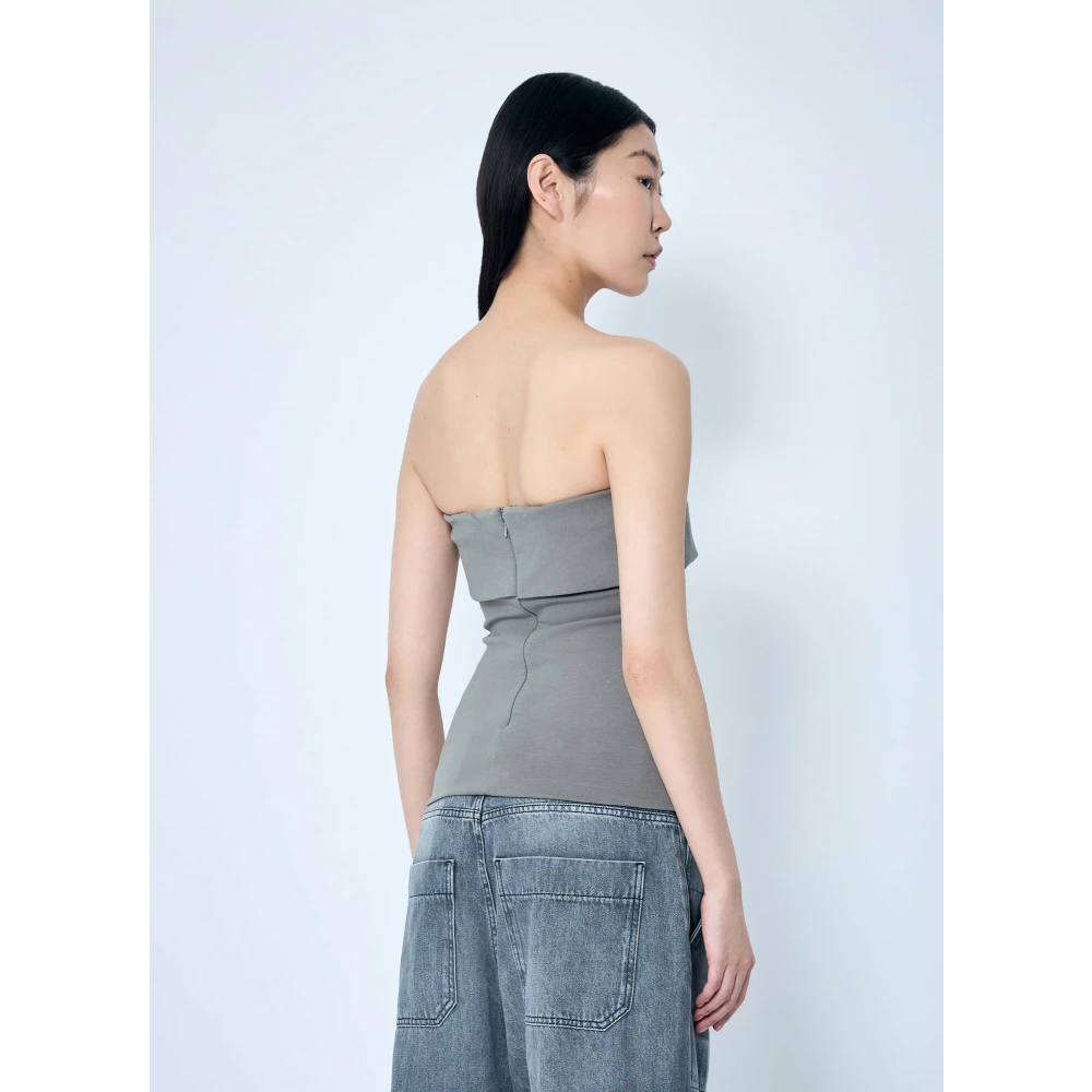 Entire Studios Stretch Bandeau Top met Rits Sluiting Gray Dames