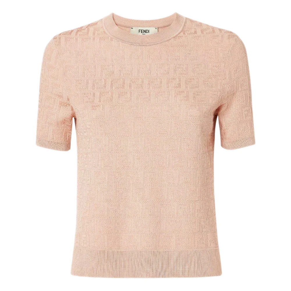 Fendi Women's Pink Iconic Micro Ff Motif Sweater