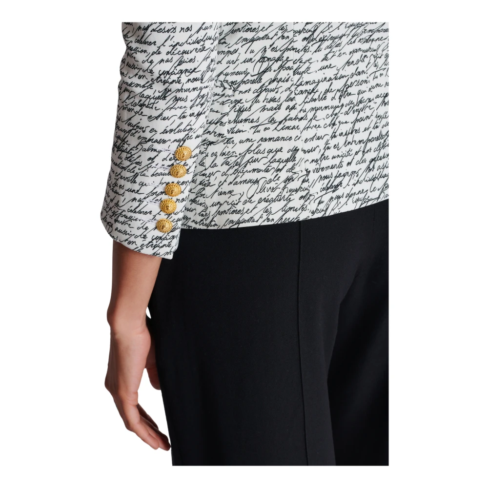 Balmain 1-knoops jas met `Love Letter` print White Dames