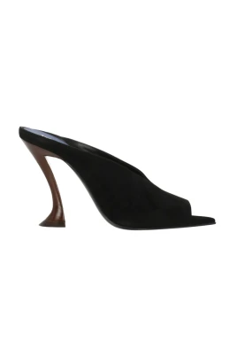 Midnight Step Bow Leather Mule Med Klack