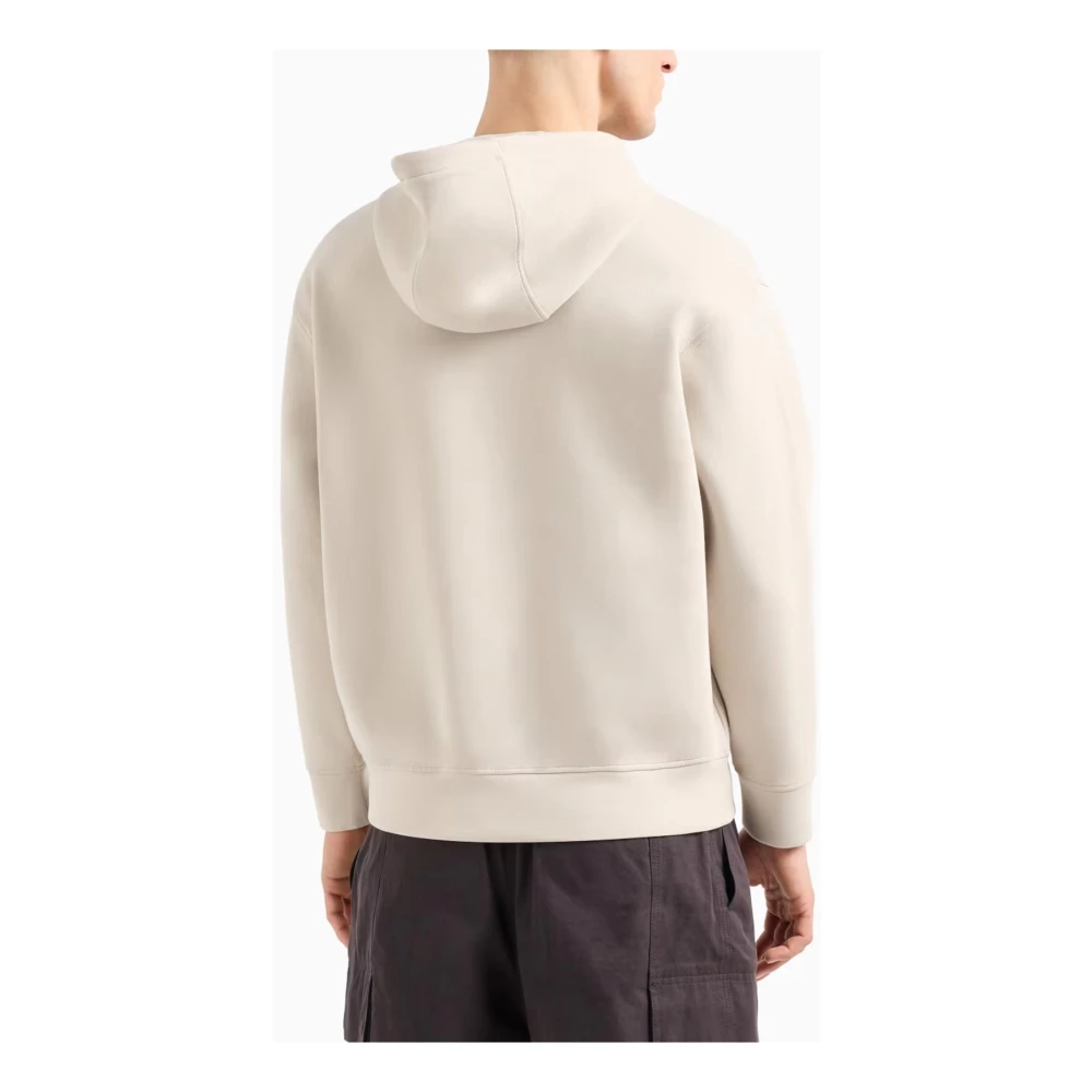 Emporio Armani Hoodie Met Logo Reliëf En Rits Beige Heren