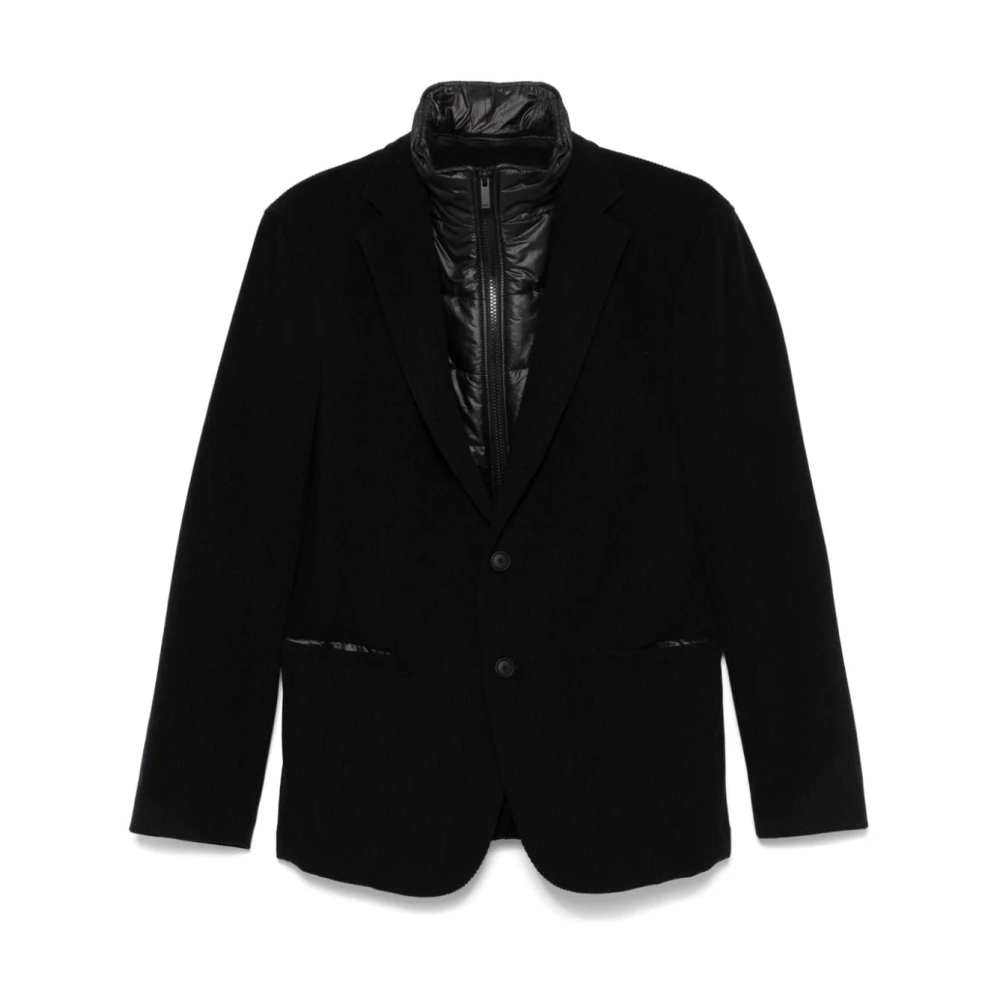 Hugo Boss Gelaagde Zwarte Ribfluwelen Jas Black Heren