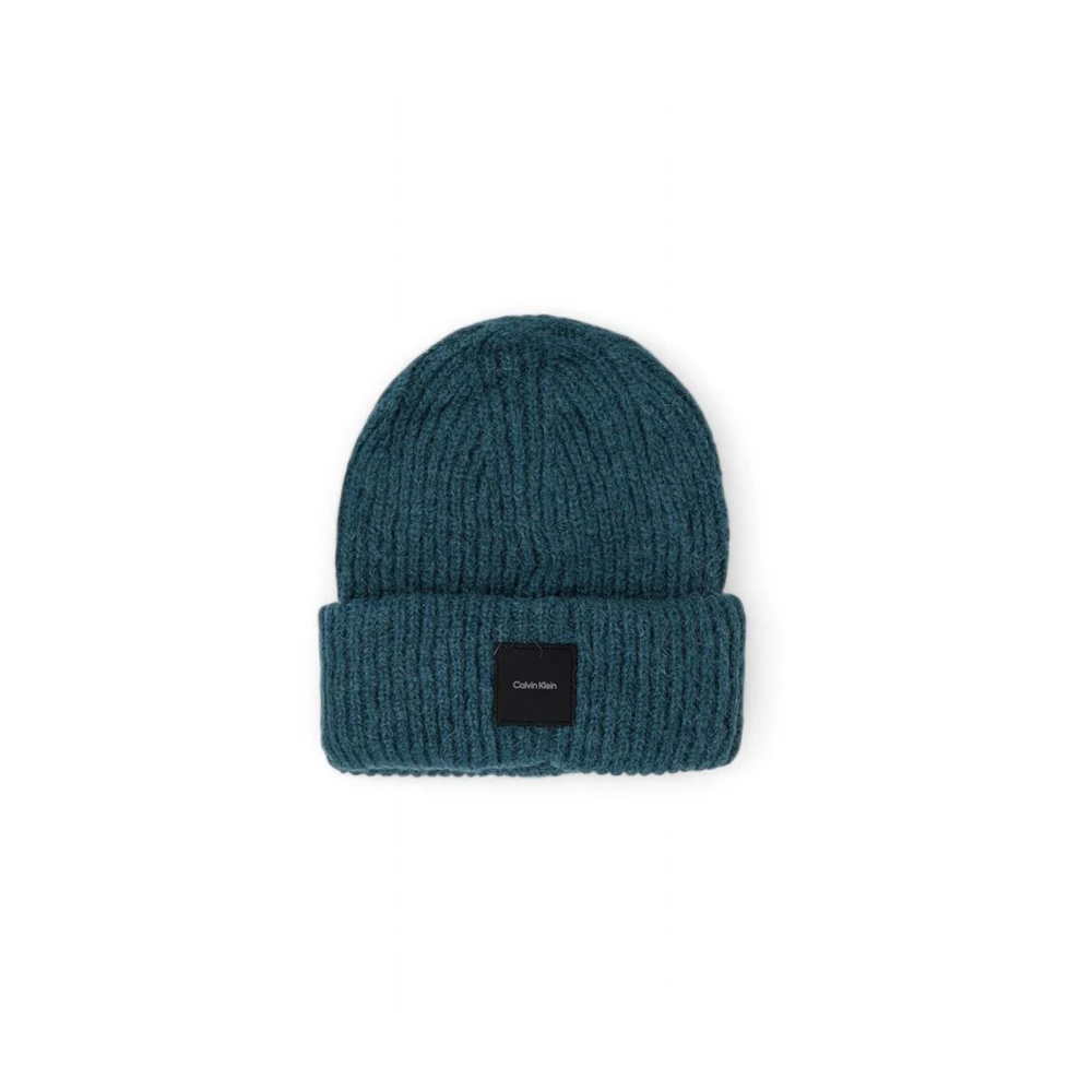 Calvin Klein Men's Green Ribbed Knit Beanie Hat