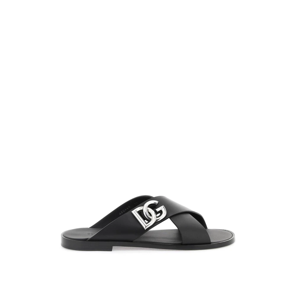Dolce & Gabbana Svart Dg Logo Slide Sandals