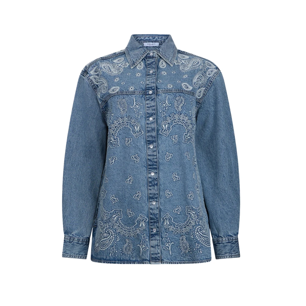 Liu Jo Women's Blue Shirts, Xs, Denim Shirt With Embroidery