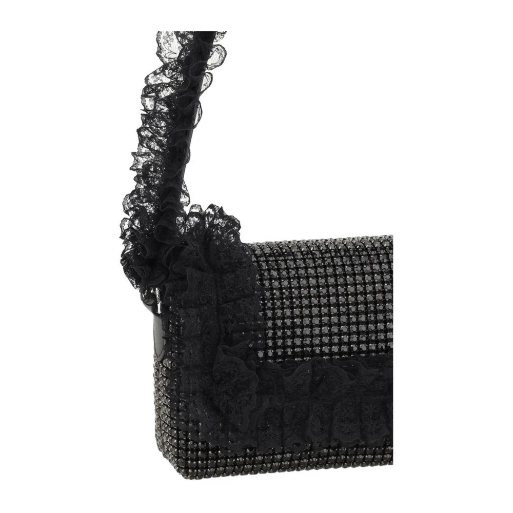 Self Portrait Kanten Schoudertas met Strass Black Dames