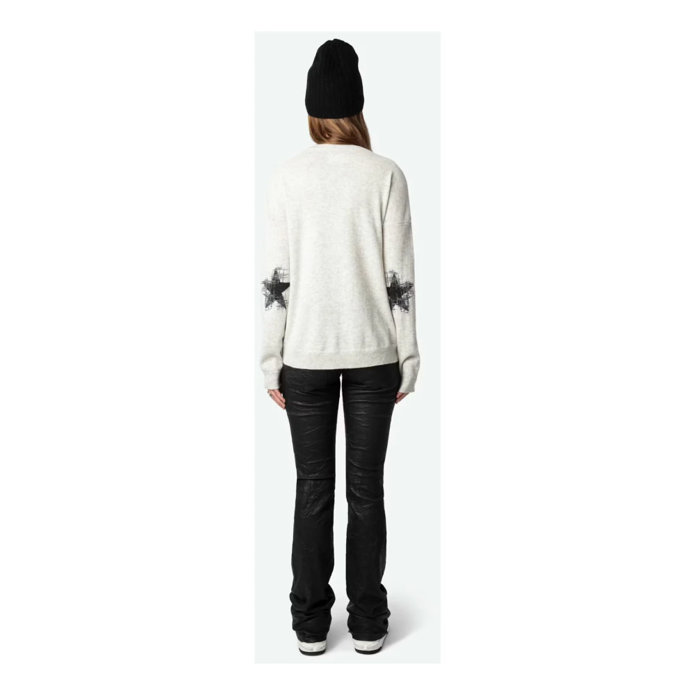 Zadig & Voltaire Grijze Cashmere Sterpatch Trui Gray Dames