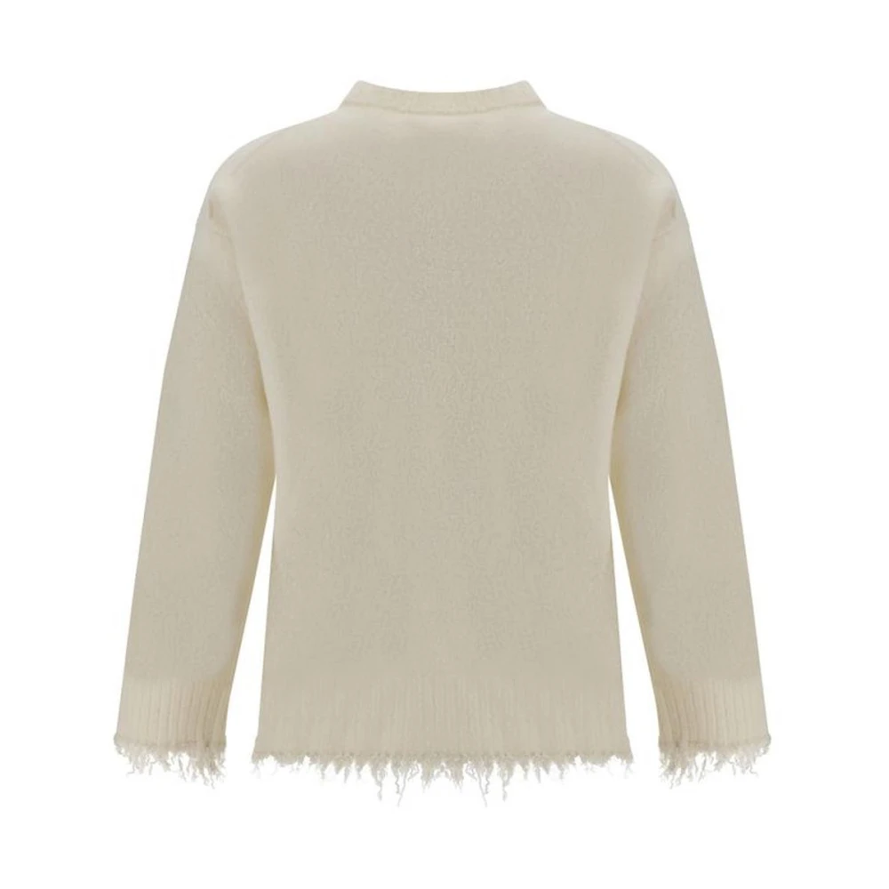 Jil Sander Geribbelde wollen trui met rafelige details White Heren