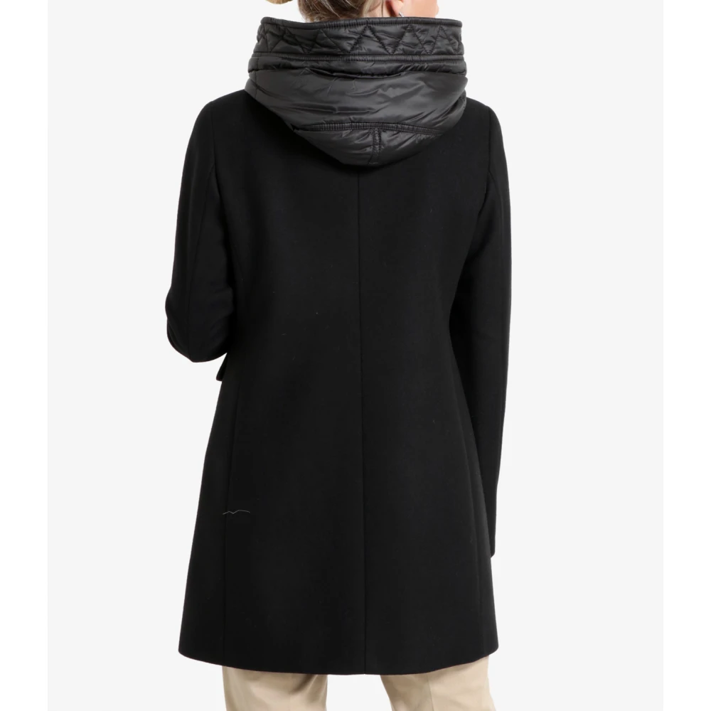 Fay Gewatteerde wolmix capuchonjas Black Dames