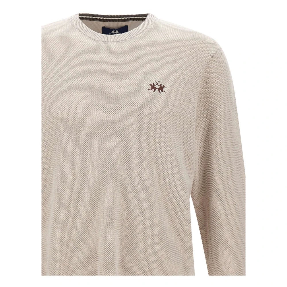 LA MARTINA Heren Wol Katoen Trui Honingraat Weefsel Beige Heren