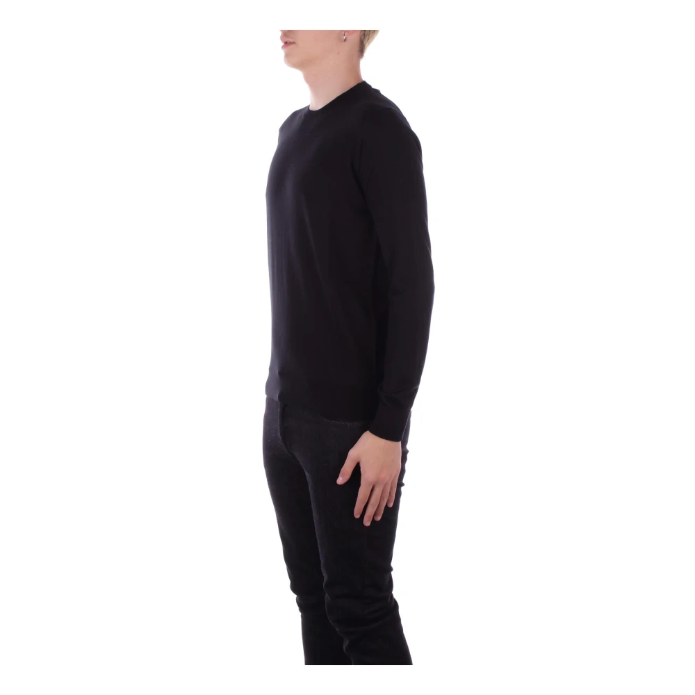 Alpha Studio Zwarte Sweater Model Regular Fit Black Heren