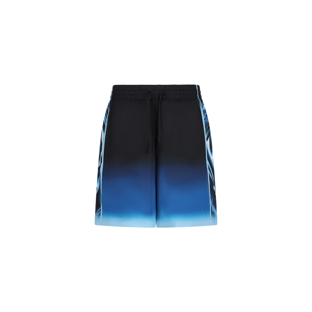 Casablanca Men's Multicolor Warped Logo Ripple Silk Shorts - Beachwear - L - Swimwear