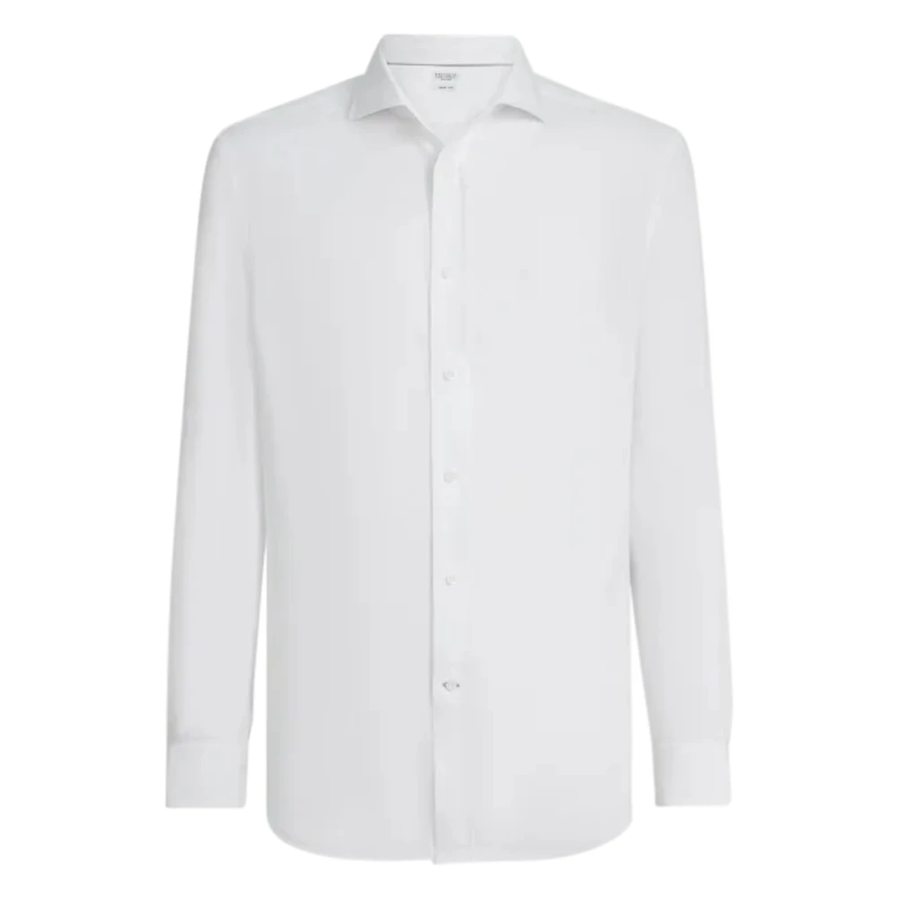 Brunello Cucinelli White Casual Shirts, Male, 2XL, Linen Easy Fit Shirt With Spread Collar