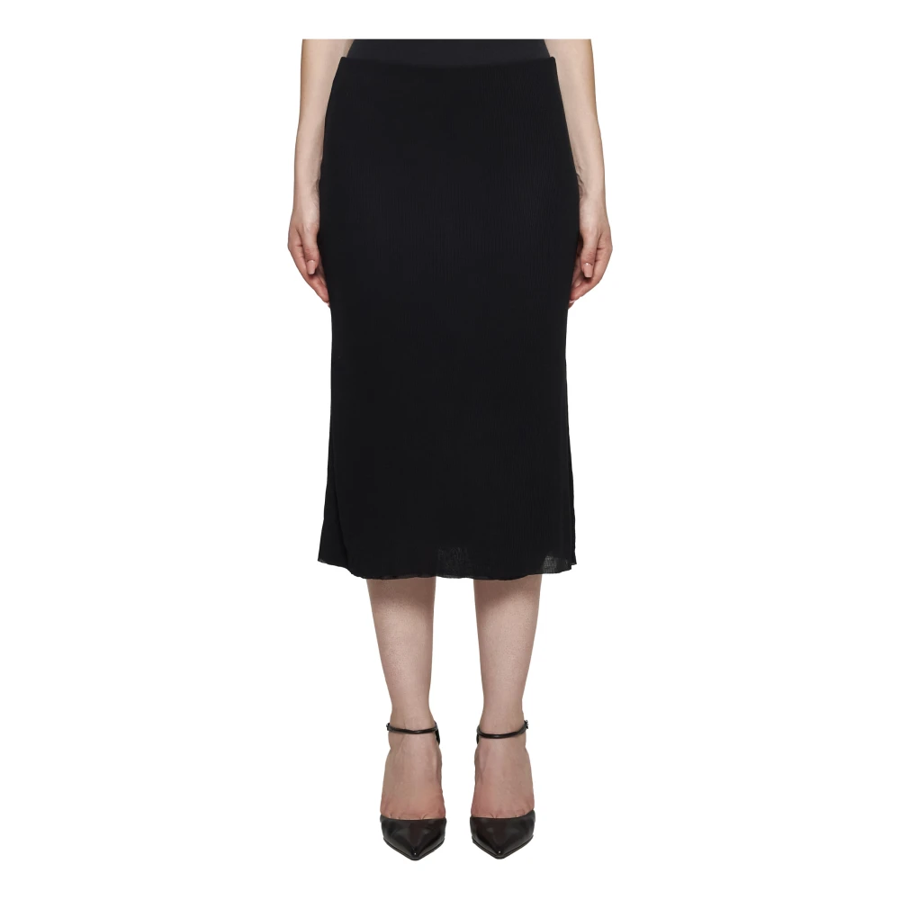 Khaite Geribbelde Zwarte Midi Rok Black Dames